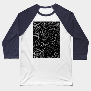 Rose Pattern Black Transparent Baseball T-Shirt